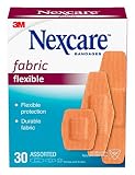 Nexcare Heavy Duty Flexible Fabric Bandages, Assorted Sizes, 30-Count Packages (Pack of 4)