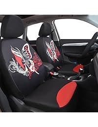 Paquete de fundas de asiento universales Insparation 11 unidades de Car Pass. Ajuste universal para vehículos, autos, con interior de espuma compuesta de 0.19 pulgadas, compatible con airbag., Negro con rojo