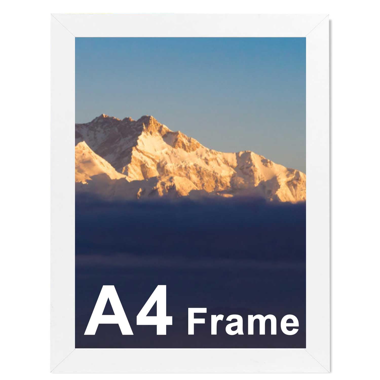 A4 Picture Frame, A4 Wooden Photo Frame, Versatile Black Frame with Safe Perspex Front & Wall Hanging Hooks - For Home, Office, Landscape or Portrait Orientation, Wall-Mount & Desk Stand(white frame)