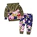 Askwind Baby Girls Floral Hoodie+ Floral Pant Set Leggings 2 Piece Outfits (6-12 Months, Army Green)