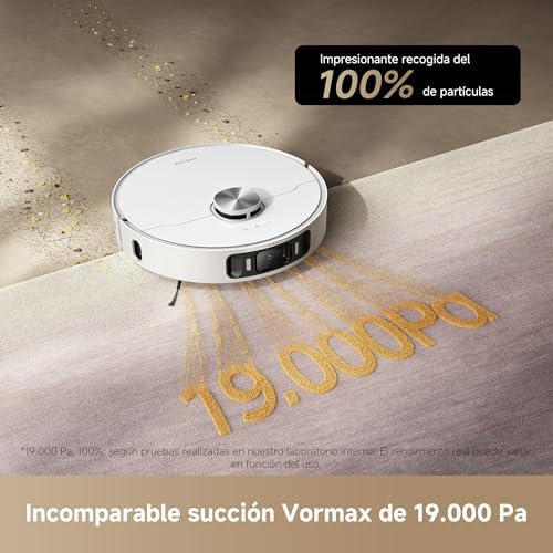 Aspirador robô DREAME L40 Ultra Ae com sucção de 19k Pa, uma seleção variada de escovas e esfregão de alcance flexível, remove a sujeira úmida e seca, a estação tudo-em-um esvazia a poeira