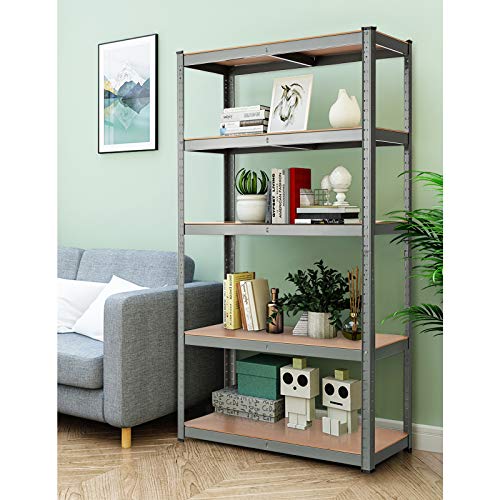 Tangkula Metal Storage Shelves, Heavy Duty Steel 5 Tier Utility Shelves