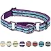 Blueberry Pet 4 Colors 3M Reflective Multi-Colored Stripe Martingale Safety Training Dog Collar, Violet and River Blue, Medium, Heavy Duty Adjustable Collars for Dogs