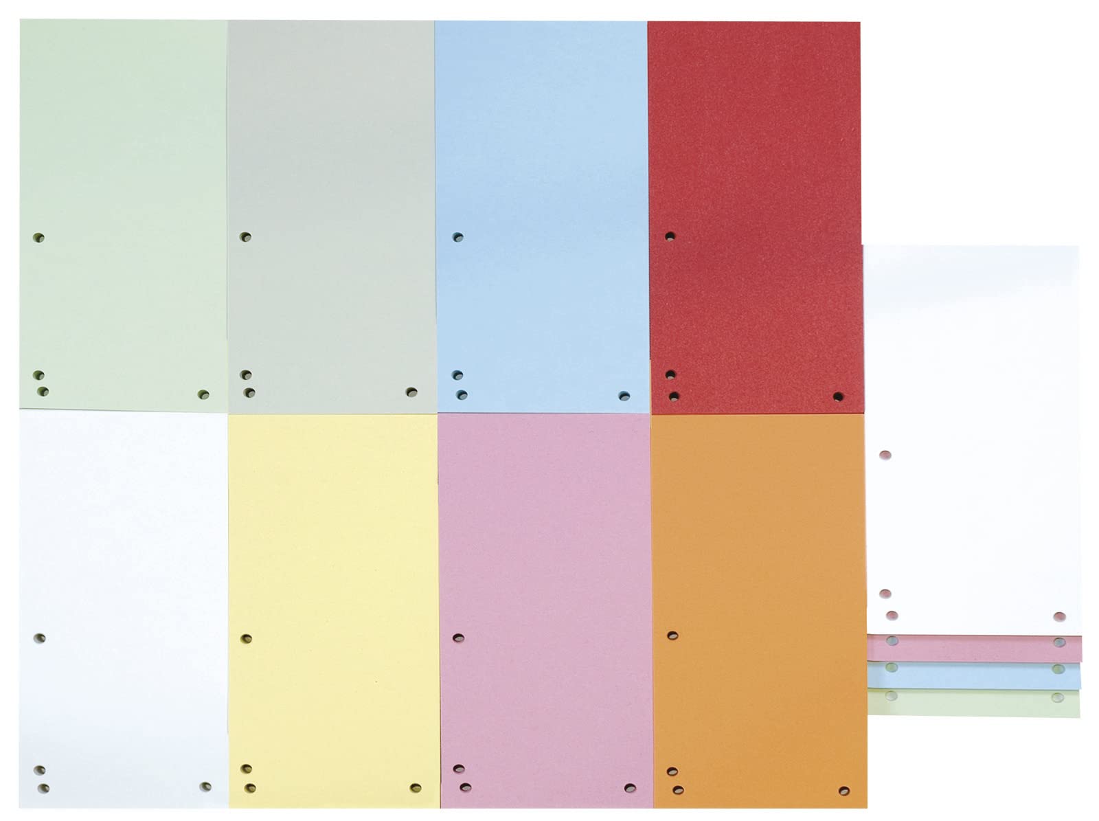 DONAU Pack of 100 Divider Strips/Colour: Assorted Colours / 1/3 A4 Made from 190 g/m² Recycled Cardboard / 4 Punched / 23.5 x 10.5 cm/Perforated/Dividers/Folder Index Dividers/Made in EU