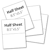Scooloo Matte Sticker Paper for Laser/Inkjet Printers - 8.5x11 Inches Letter Size, Full Sheet Labels with Universal Compatibility, Printable Adhesive Paper (40, 8-1/2"×5-1/2" - 2 UP)