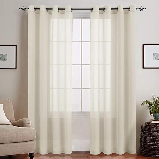 Amazon Com Jinchan Linen Textured Sheer Curtains For Living Room