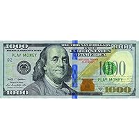 Custom Toys & Hobbies 10X $1000 Bills Prop Money/Fake/Play. NOT Legal Tender Size 2.25x5.25 in.