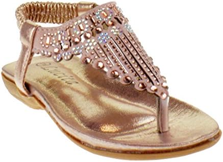 Lucita Crab Crab-1825Km Little Girls Gladiator Rhinestone Comfort Flat Sandals