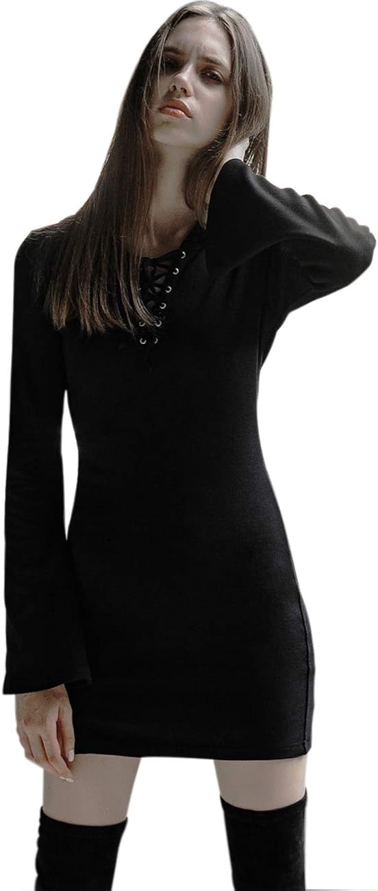 makeover by shimah on Punk Rave Girl S Dark Printed Tight Dress Gothic Wizard Hat Stretchy Mini Dress For Women At Amazon Women S Clothing Store