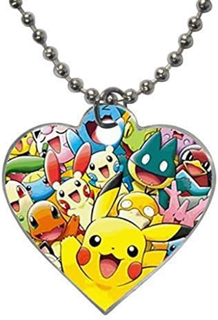 Pokemon Custom Fashion HOT Heart dog tag pet tag Necklaces pendant Bead Chain Gift