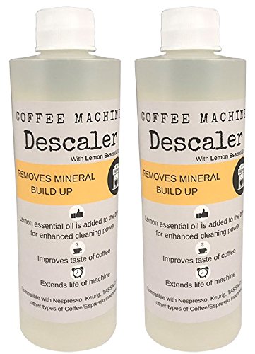 Click Here to See More Images Descaler (2 Pack/4 Uses) | USDA Organic Lemon Essential Oil Added | Universal Descaling Solution for Kuerig, Delonghi, Nespresso and All Single Cup, Slow Drip, and Espresso Machines