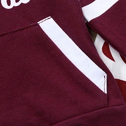 CSSD Toddle Infant Baby Boy Girl Letter Hoodie Tops+Pants Football Outfit Clothes Set 6M-4T (70, Wine)