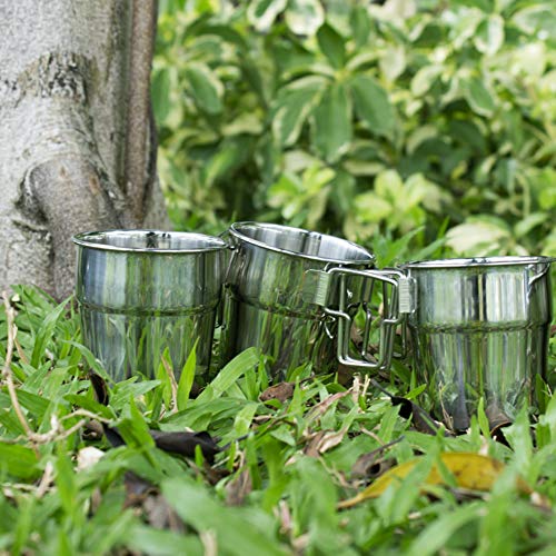 AITREASURE Outdoor Stainless Steel Cups Portable Camping Coffee Mugs Set with Handle for Camping Hiking Picnic
