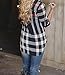 Mansy Women's Casual 2/3 Sleeve V-Neck Plaid shirts Pullover Top Black X-Large