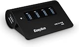 EasyAcc Super Speed USB 3.0 4 Port Hub, Portable Aluminum Hub for Macs, MacBooks, MacBook Pros, MacBook Airs, Mac Minis, and All PCs, Black