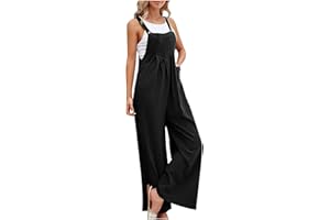 Womens Casual Loose Jumpsuits 2026 Summer Wide Leg Rompers Baggy Sleeveless Overalls with Pockets Vacation Outfits