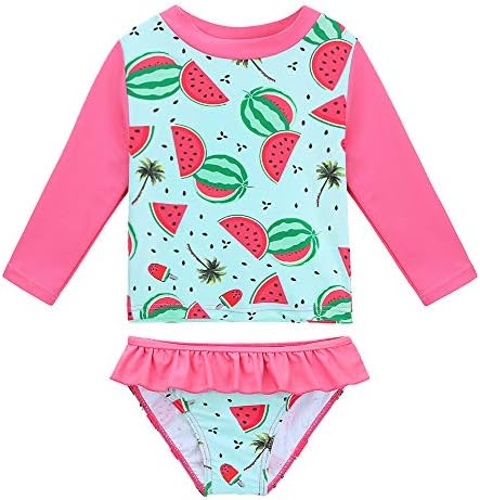 HUANQIUE Baby/Toddler Girls Swimsuit Rashguard Set Flower Tankini