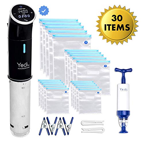 Yedi Total Package Sous Vide Cooker, Max Deluxe Accessory Kit, Recipes, 1000 Watts, Stainless Steel - Thumbnail 6