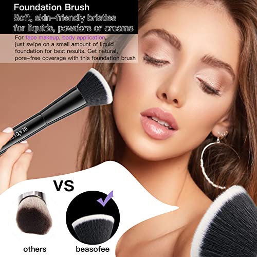 Makeup Brush Set 10 Make Up Brushes Set Professional Foundation Brush Synthetic Bristles Concealer Eyebrow Eyelash Spool Eyeshadow Eyeliner Powder Liquid Cream Blusher Brush with Make Up Brushes Pouch