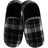 Snoozies Alpine Plaid House Slippers for Men, Non-Skid Soft Sole Slippers for Men with Warm Sherpa Fleece Lining