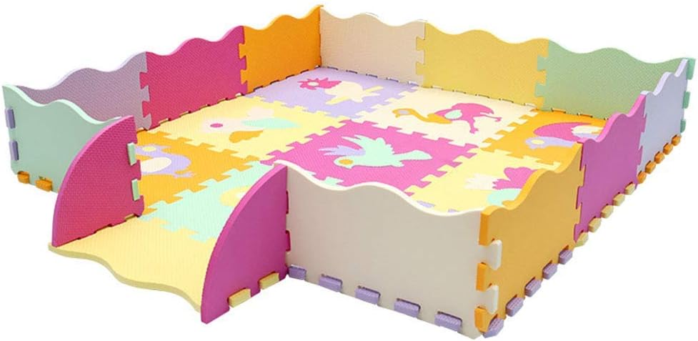 GWFVA Playpen Mat for Kids Doormats Play Mats Play Area Door Foam Mattress with Animals Shapes Activity Floor Indoor Play Area Protection