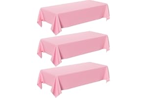 OIGCO Pink Plastic Table Cloth - 3 Pack 54" × 108" Light Pink Rectangle Disposable Tablecloth, Pastel Plastic Cover for Easter Party, Valentines, Mothers Day Decorations