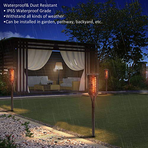 charaHOME Solar Lights Outdoor Waterproof Flickering Flames Torches Lights Solar Spotlights Landscape Decoration Lighting Dusk to Dawn Auto On/Off Security Torch Light for Garden Patio Driveway 4 Pack - Thumbnail 4