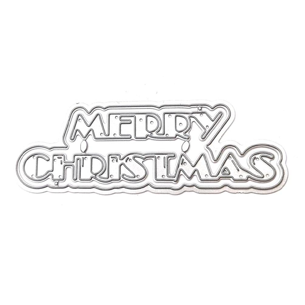 Christmas Theme Metallic Cutting Dies Decorative Merry Christmas Words Die Cuts Durable Embossing Script Die Stencils Embossing templates Stencils for Card Making