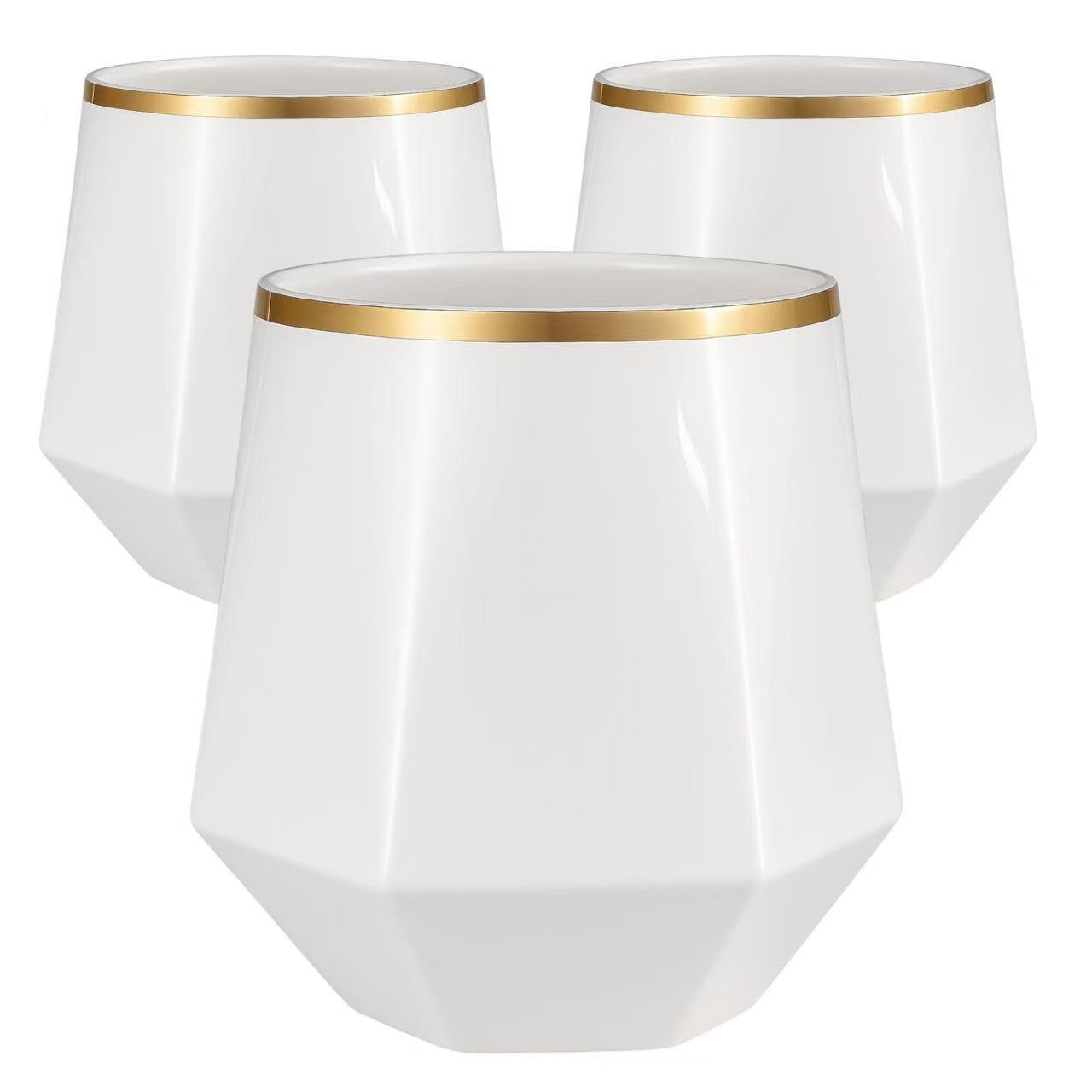 40 count Diamond Unbreakable Stemless Plastic Wine Champagne Whiskey Glasses Elegant Durable Disposable Indoor Outdoor Ideal for Home, Office, Bars, Wedding, 12 Ounce Cups (Diamond White Matte Gold) Image 40 count Diamond Unbreakable Stemless Plastic Wine Champagne Whiskey Glasses Elegant Durable Disposable Indoor Outdoor Ideal for Home, Office, Bars, Wedding, 12 Ounce Cups (Diamond White Matte Gold) Image