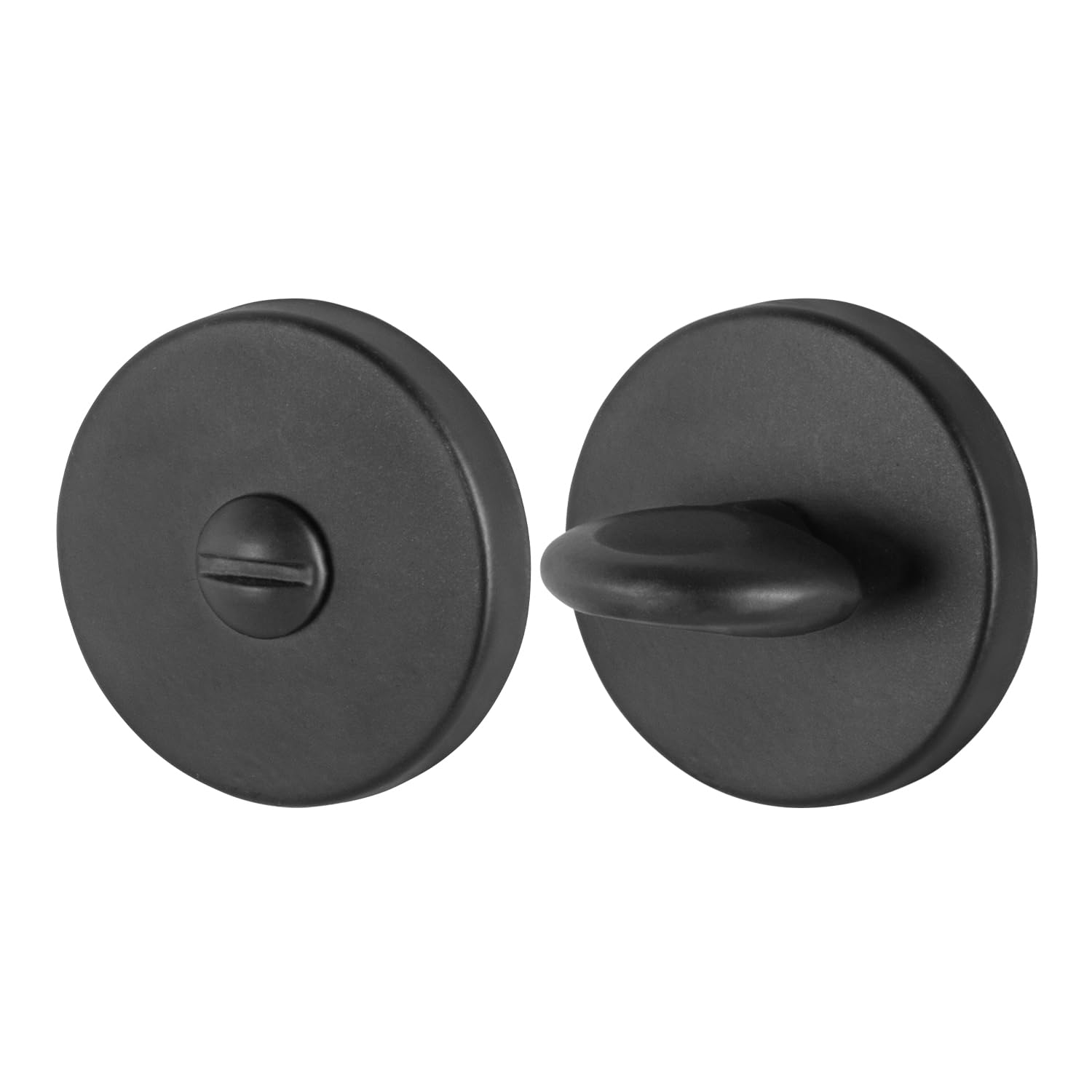 EAI Round Bathroom Thumb Turn Lock - Matt Black | Universal Black Door Turn and Release Lock for Indoors | Bathroom/Toilet | with Emergency Coin Release Lock