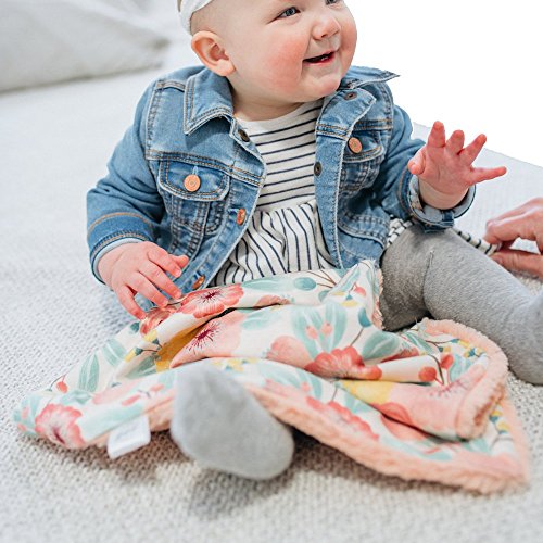 Minky Ultra Soft Baby Blankets Security Blankets With Printed Pink Blossoms Design by Graced Soft Luxuries