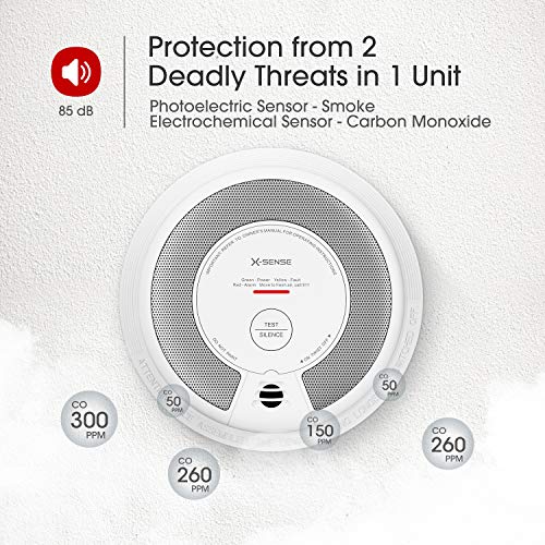 XSense 2in1 Smoke and Carbon Monoxide Detector Alarm (Not Hardwired