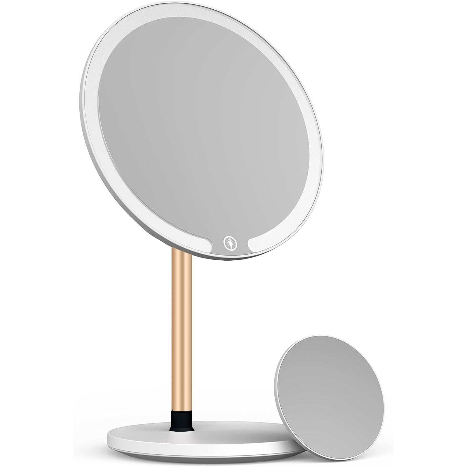 ANGNYA Makeup Mirror with Light, Rechargeable Vanity Mirror with 3 Color Adjustable Lights / 10x Magnifying Mirror