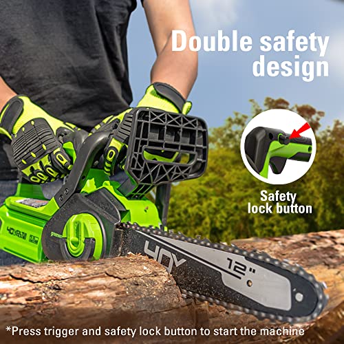 Greenworks 40V 12 in Cordless Electric Chainsaw, 2.0 Ah Battery and Charger photo 10