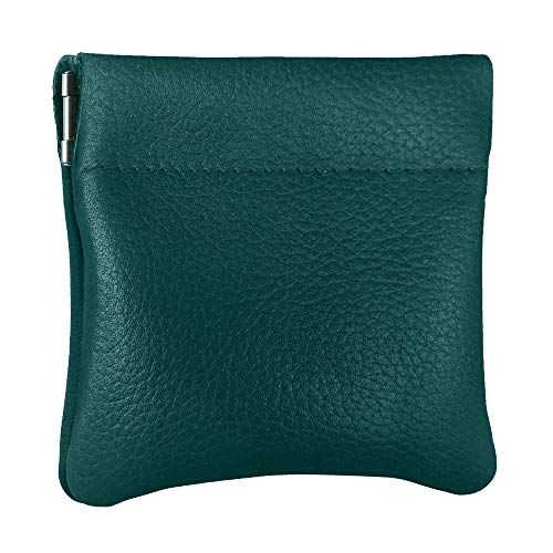 Nabob Leather Unisex adult Genuine Leather Squeeze Made IN U.S.A Change Holder Coin Purse, Medium Size 3.5 X 3.5, Teal โ image 1