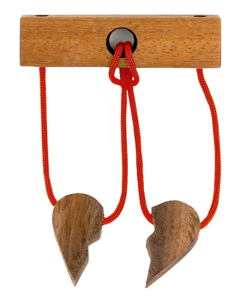 Logica Puzzles Art. Love Test - Wooden Brain Teaser - String Mind Puzzle - Difficulty 4/6 Extreme - Leonardo da Vinci Collection