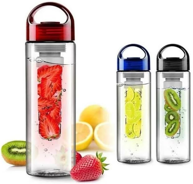 700ml Blue Fruit Infusing Water Bottle with Fruit Infuser and Flip Lid Lemon Juice Make Bottle-Blue