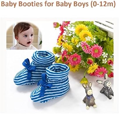 Huiker Baby Booties - 100% Soft Cozy Cotton Baby Booties Socks Shoes for New Born Baby Boys 0-12 Months