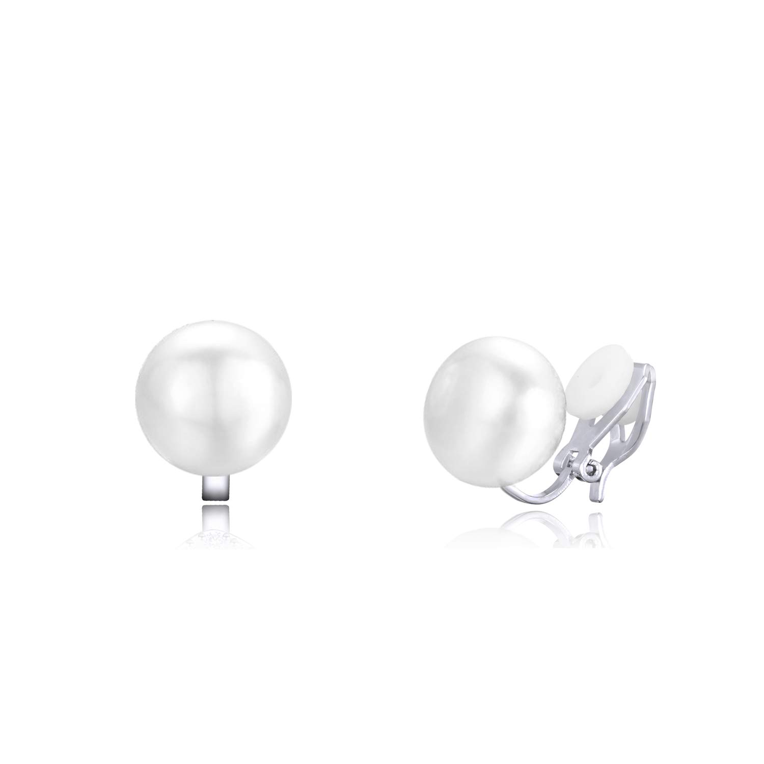 QUKE 8mm Simulated Pearl Clip On Earrings for Women Non-Pierced Elegant Jewellery