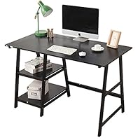 Soges Computer Desk Trestle Desk Writing Home Office Desk Hutch Workstation with Opening Shelf, Black 47 inches CS-Tplus-120BK