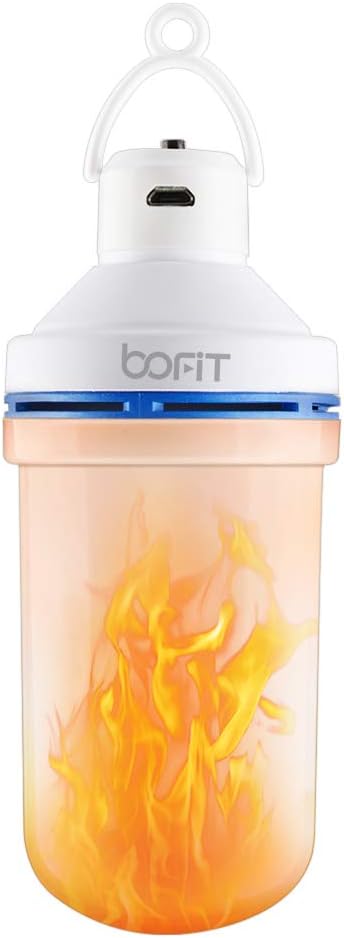BOFIT Hanging LED Flame Light, Rechargeable Battery Powered Flicker Flame Effect Light Bulb Tent Light, Lantern for Kids Camping 10 Hours Lighting, Flame Bulb for Fireplace Halloween, 3 Modes