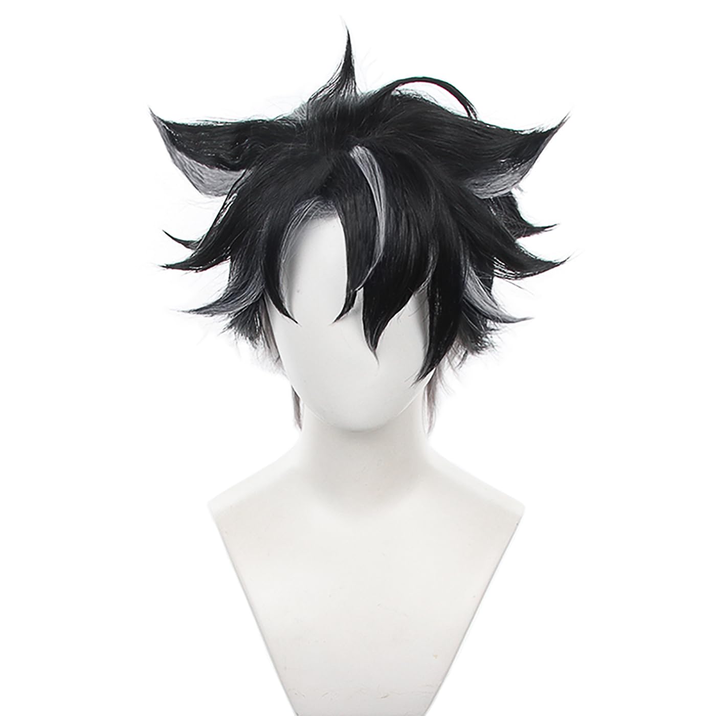 Photo 1 of XiongXiongLe Halloween Anime Role Cosplay Wig Men Costume Upturned Short Black White Wavy Hair Wig for Adult Cos Anime Role Party Halloween Christmas