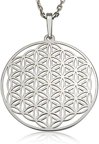 Sterling Silver Flower of Life Mandala Pendant Necklace 18'' Solid 925 Silver Chain
