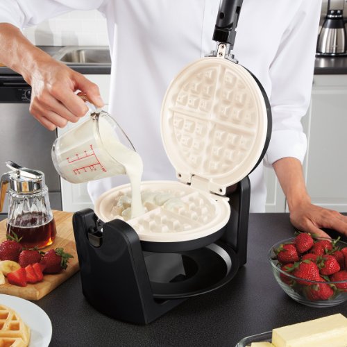 Oster TitaniumInfused DuraCeramic Flip Waffle Maker, Black