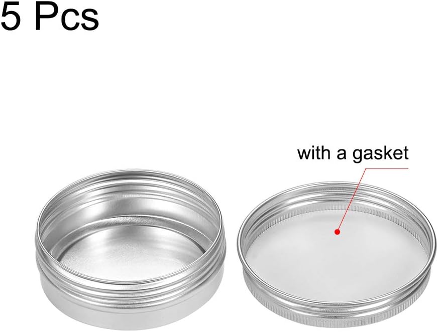 sourcing map 5 Pack 2 oz Round Aluminum Cans Tin Can Screw Top Metal Lid Containers for Crafts Candles, 60ml - Image 4