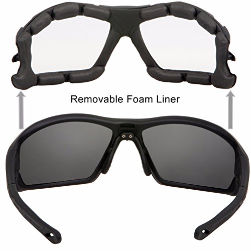 WYND Blocker Polarized Riding Sunglasses Extreme Sports Wrap Motorcycle Glasses (Black / PZ Smoke)