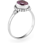 Artisanjewels 925 Sterling Silver Designer Ring, Natural Gemstone Cabochon, Handmade Boho Jewelry, Wicca & Reiki Healing Crystals, Promise Fidget Birthday Stack Christmas Gift for Women