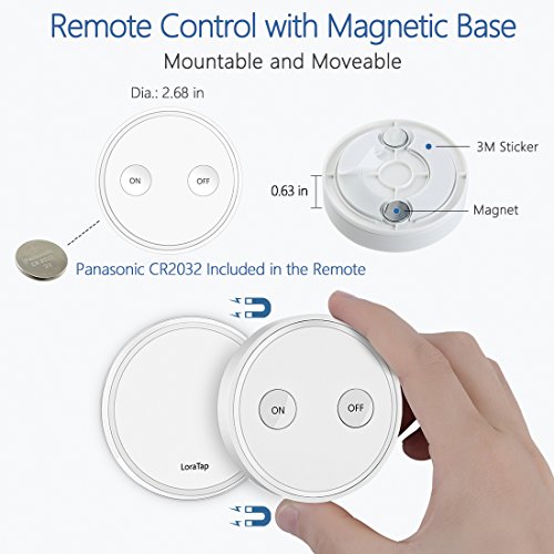 LoraTap Wireless Remote Control E26 Light Bulb Socket Lamp Switch Kit 656ft 915MHz Range Remote Control LED Light Fixtures 30W Max. (Light Switch + LED Lamp Holder)