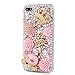 Mavis's Diary iPhone 7 Plus Case (5.5 inch) 3D Handmade Bling Crystal Diamond Shiny Sparkling Rhinestones Full Edge Protective Clear Hard PC Cover (Pink)