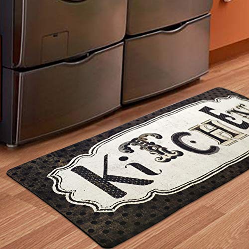 Ustide Vintage Kitchen Mats Thicken Rubber Back Mat Black Floor Runner